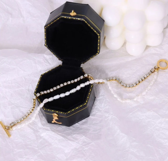 LEA DOUBLE BRACELET WITH FRESH PEARLS