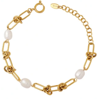 LUBAN FRESHWATER PEARL TWIST CHAIN BRACELET