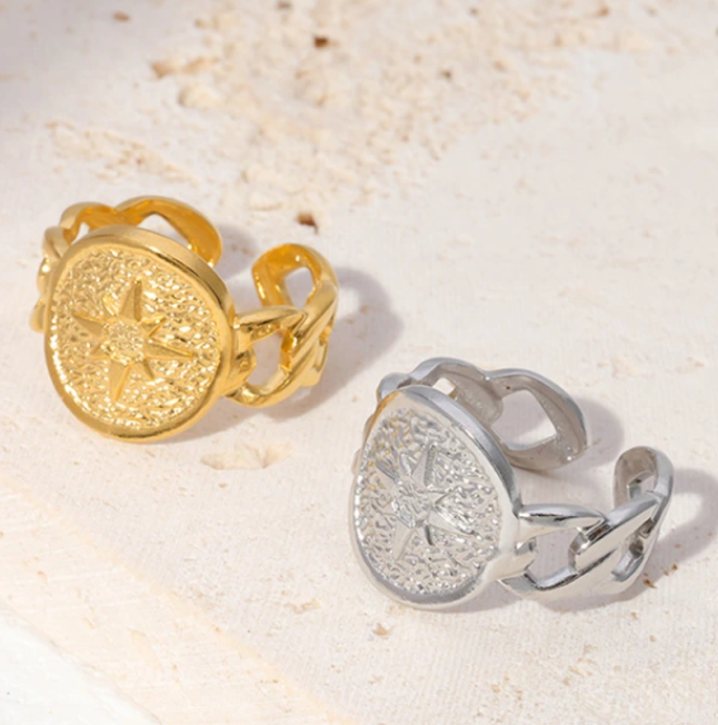 NORI CHAIN STAR ADJUSTABLE RING