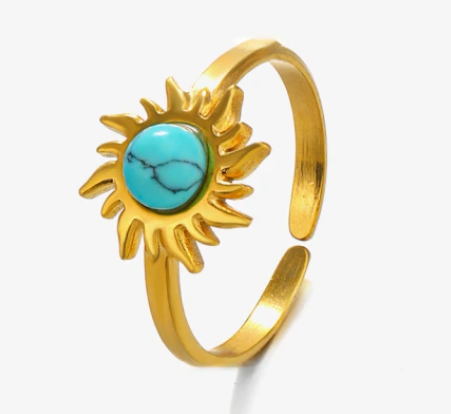 SUN NATURAL STONE ADJUSTABLE RING