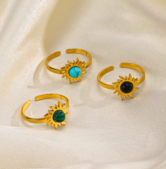 SUN NATURAL STONE ADJUSTABLE RING