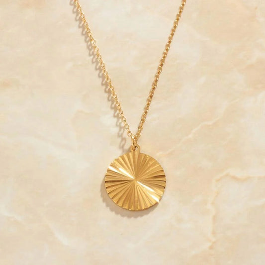MILO SUNBURST ROUND CHARM NECKLACE