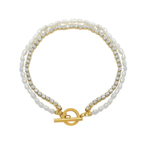 LEA DOUBLE BRACELET WITH FRESH PEARLS