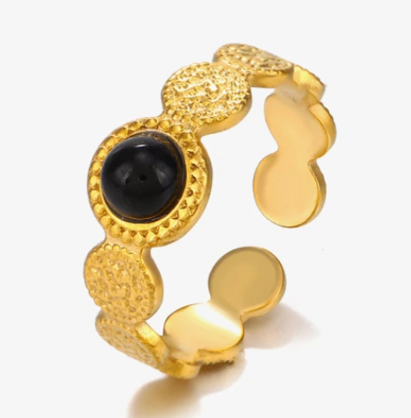 ROSIE NATURAL STONE ADJUSTABLE RING