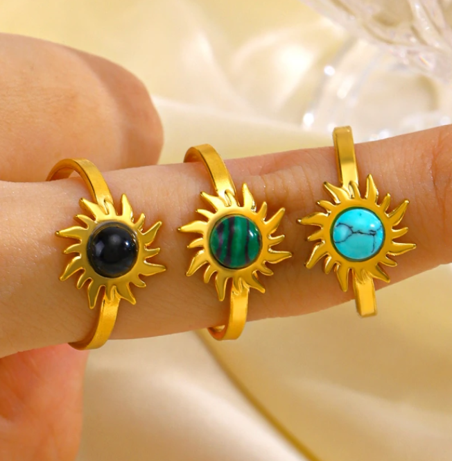 SUN NATURAL STONE ADJUSTABLE RING