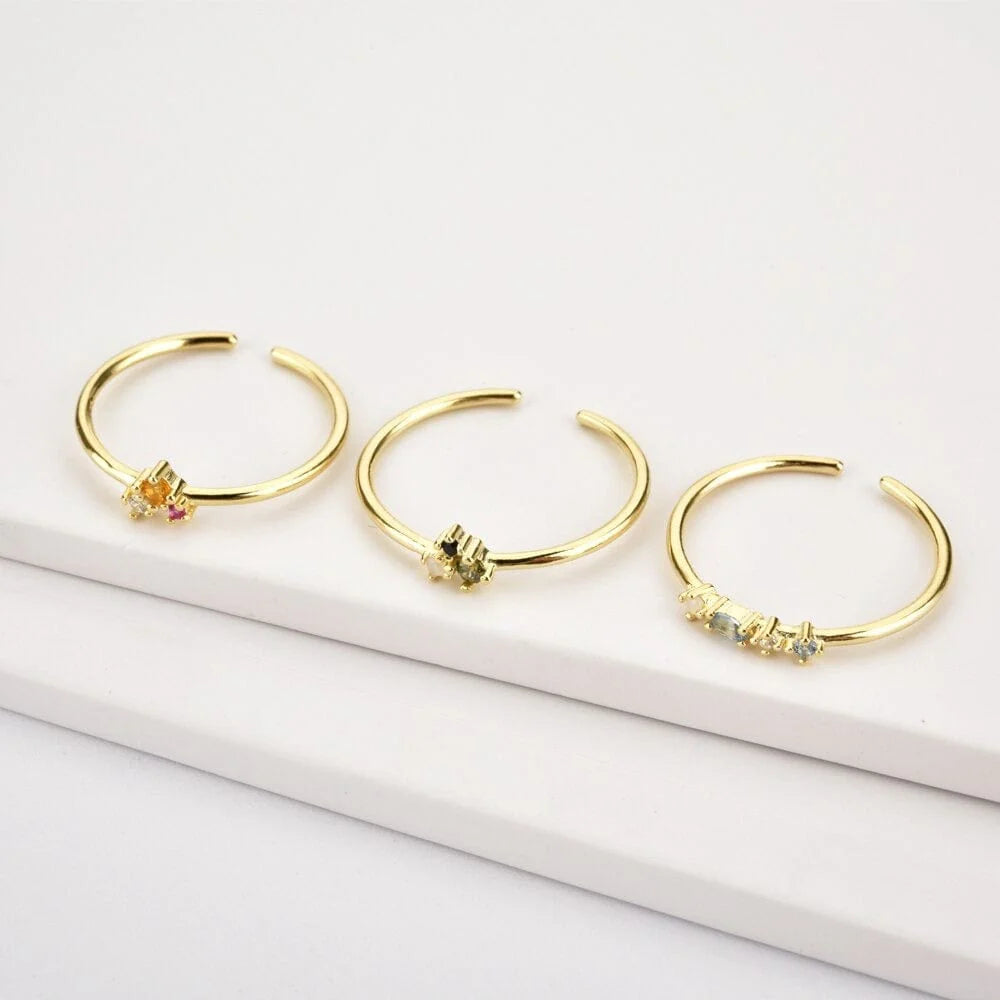 ANI DAINTY MULTICOLOR STAKING RINGS