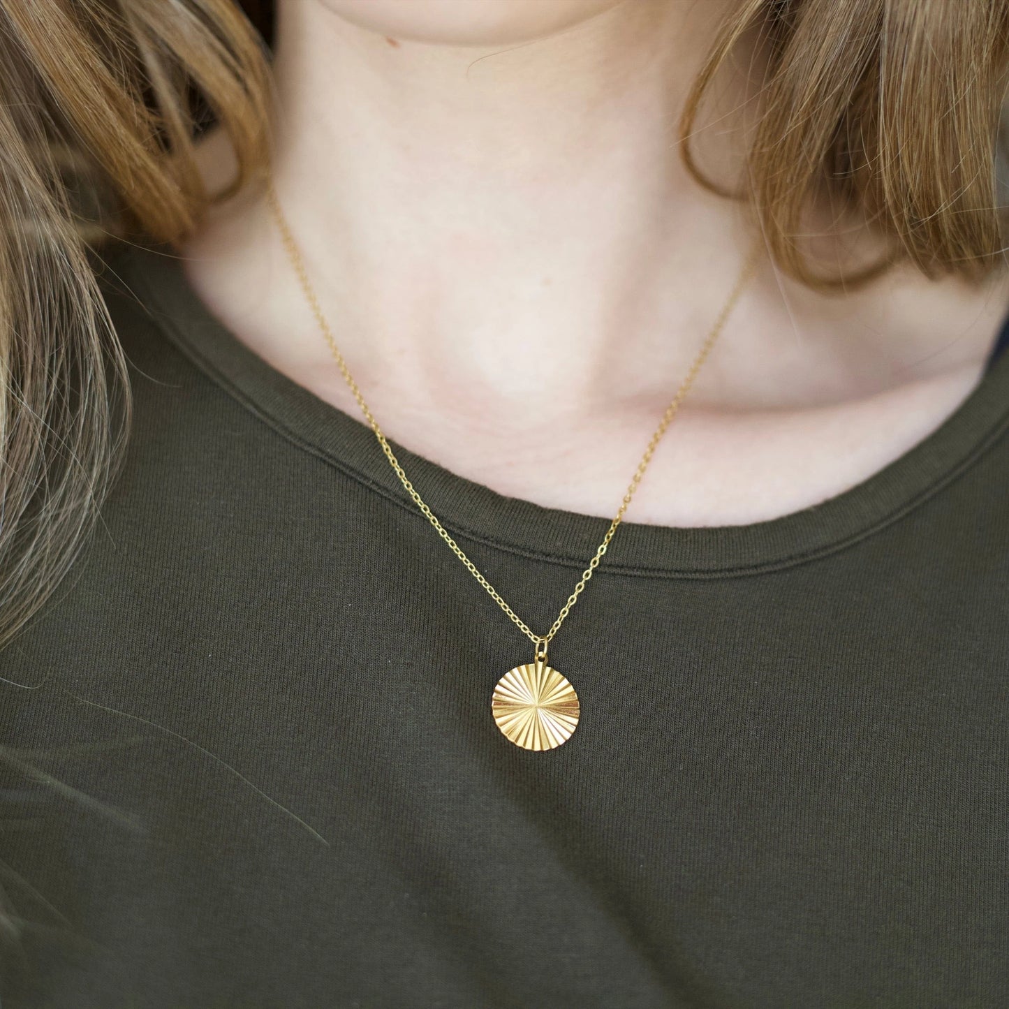 MILO SUNBURST ROUND CHARM NECKLACE