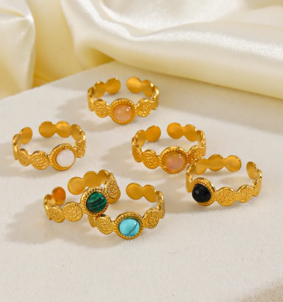 ROSIE NATURAL STONE ADJUSTABLE RING